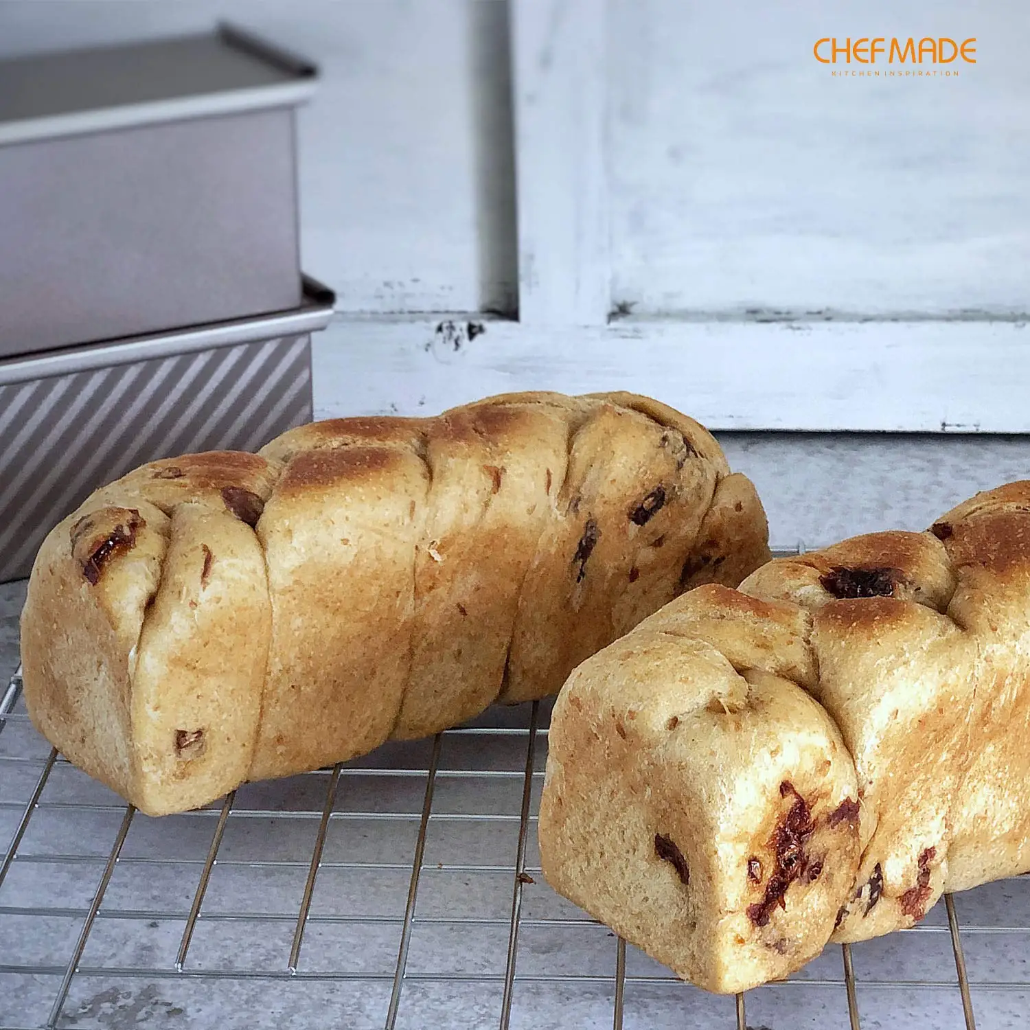 
CHEFMADE 0.66Lb Dough Capacity Non-stick Rectangle Flat Mini Toast Box Loaf Pullman Bread Pan with Lip 