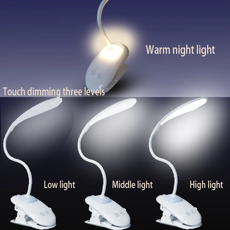 
Promotion Night reading Book Light Arm Flexible Mini LED Clip Rechargeable Usb Light Touch Table Desk Lamp/Light LED 