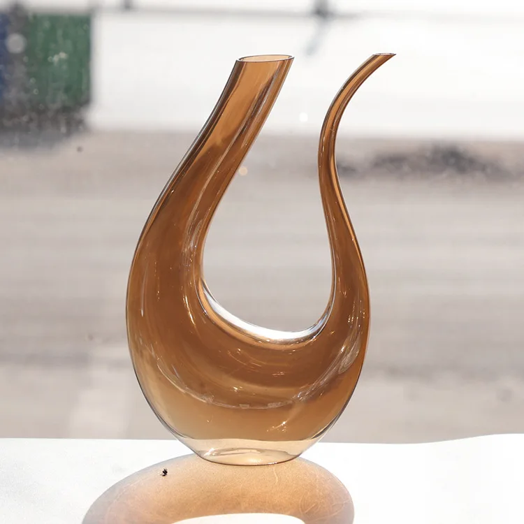 European Creative Colorful Plating Laser U-shaped Household Swan Crystal Glass Red Wine Decanter