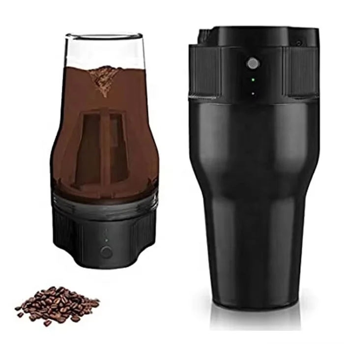 Electric Travel Coffee Machine Heating Compatible with K Cup Capsules & Ground Coffee with USB-C for Office Camping Outdoors