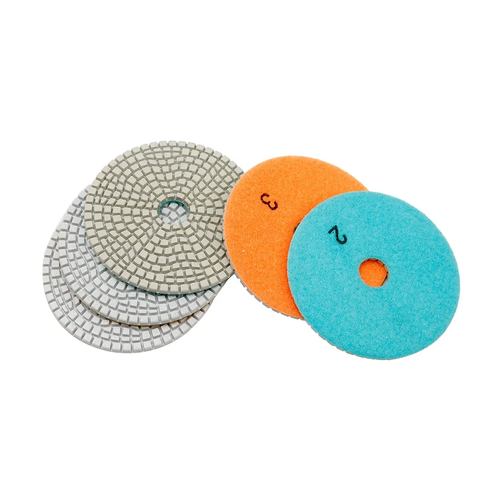 TRUE SHINE 100mm high quality 3 step wet or dry stone sanding pads for granite and marble