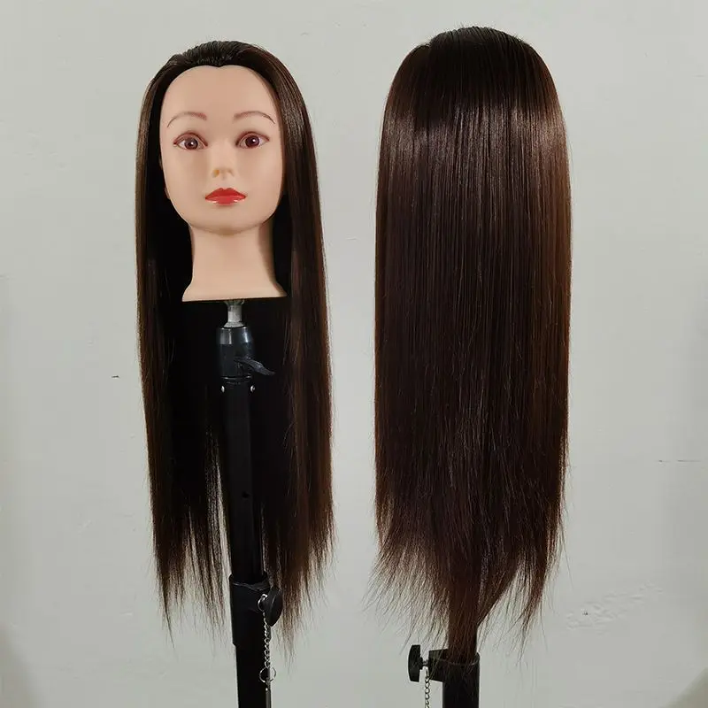 Female 100% Synthetic Hair Mannequin Head Hair Styling Training Doll Cosmetology Manikin Head Doll Training Head for Hairdresser