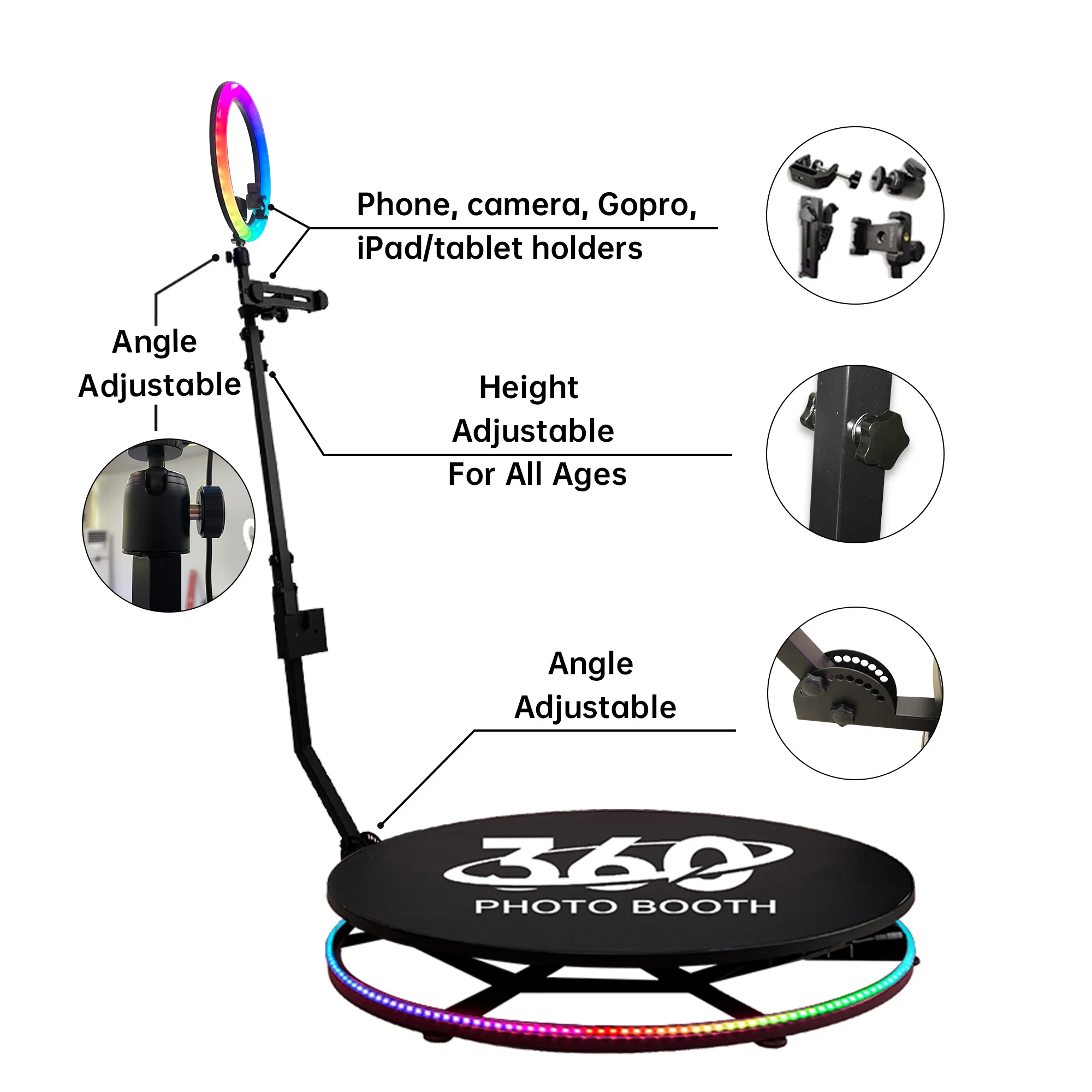 High quality 360 photo booth video booth spin booth iPad /Camera /phone 360 degree photo booth Automatic Manual Spin