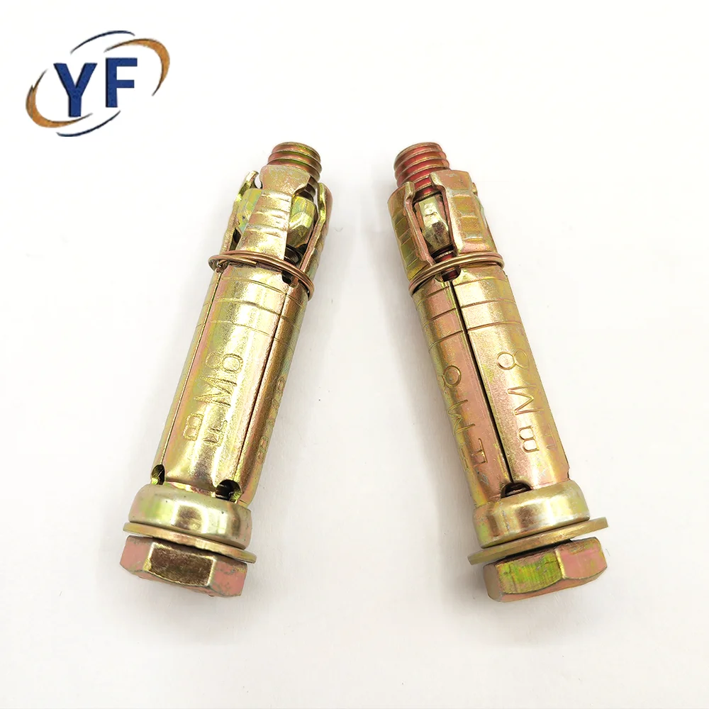 Zinc plating yellow carbon steel 3pcs 4pcs fix anchor bolt/rawl bolt