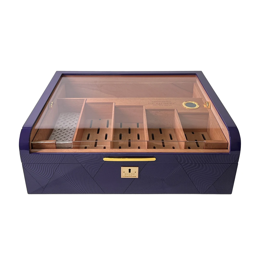 Custom popular cigar humidor high gloss lacquer lockable luxury cigar humidor cabinet