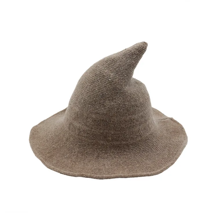 Women Wool Sharp Pointed Witch Hat for Halloween Christmas Costume Party