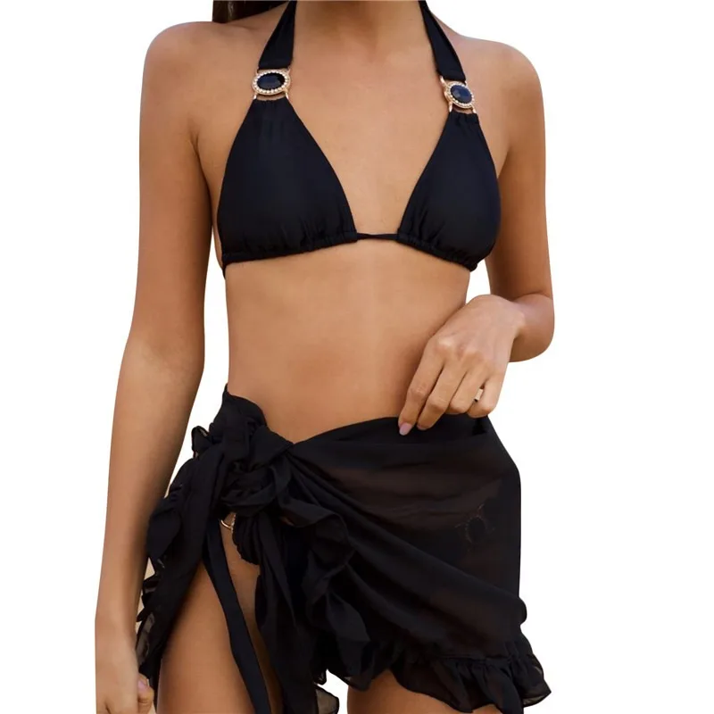 2022 New sexy women Chiffon Mini Ruffle Skirts Mesh Beach Swimsuit Beachwear Cover Up Wrap Skirt mini dress