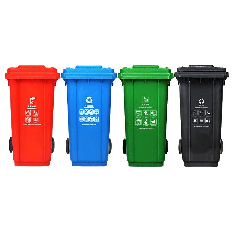 HDPE trash can garbage sorting box with lid multi-color suitable for yard factory