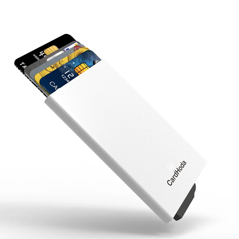 Выдвижной алюминиевый держатель для кредитных карт с блокировкой радиочастотной идентификации
