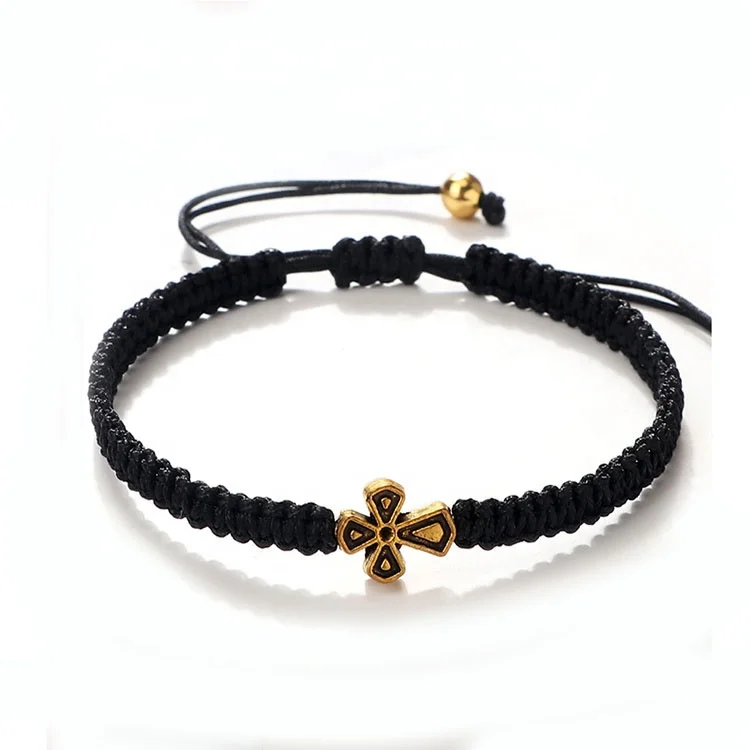 Christian Blue Red Rope Bless Adjustable Handmade Knot for Men Women Friendship Jewelry Gift Lucky Cross Braided String Bracelet