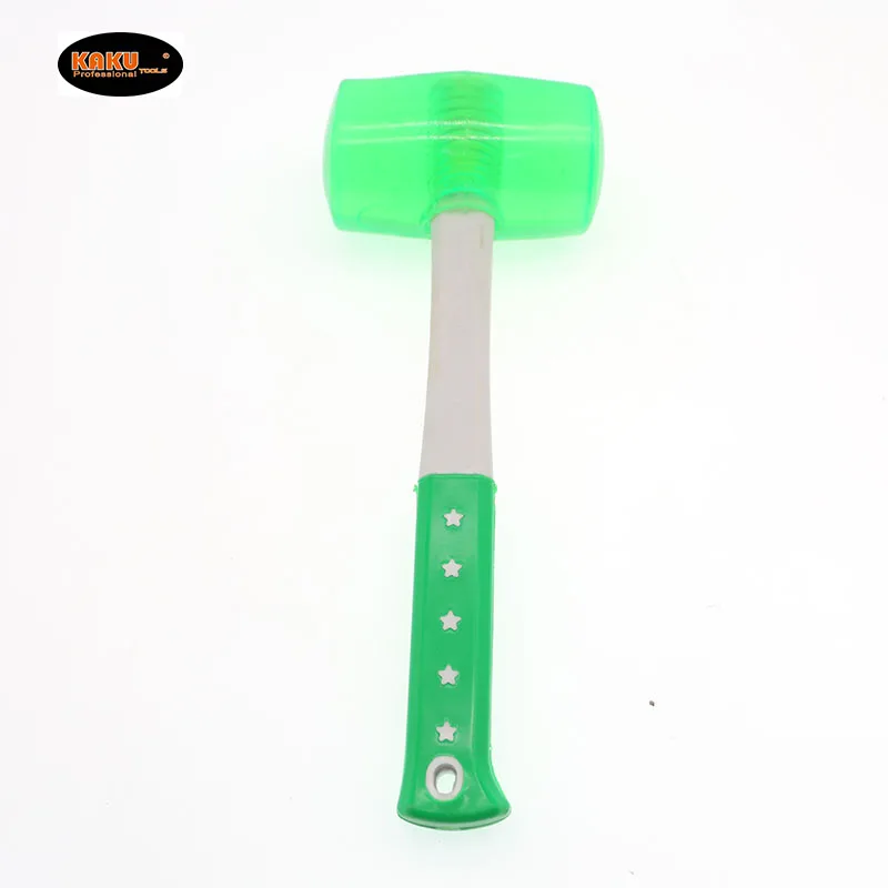 KAKU Factory 360g Transparent Rubber Hammer Green Round Head Mallet With Plastic Handle