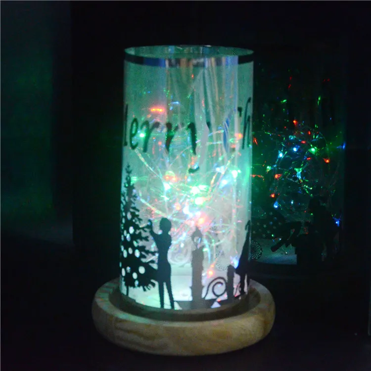 Custom metal cut out Christmas Scene Projector Copper Wire Light Cartoon Children table lamp Toy Lights Night Lights