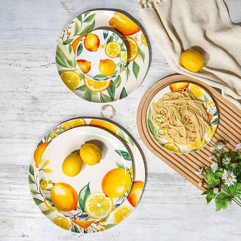 Novelty decal printed customized catering restaurant serving dishes plate sets dinnerware ceramic dinner plates