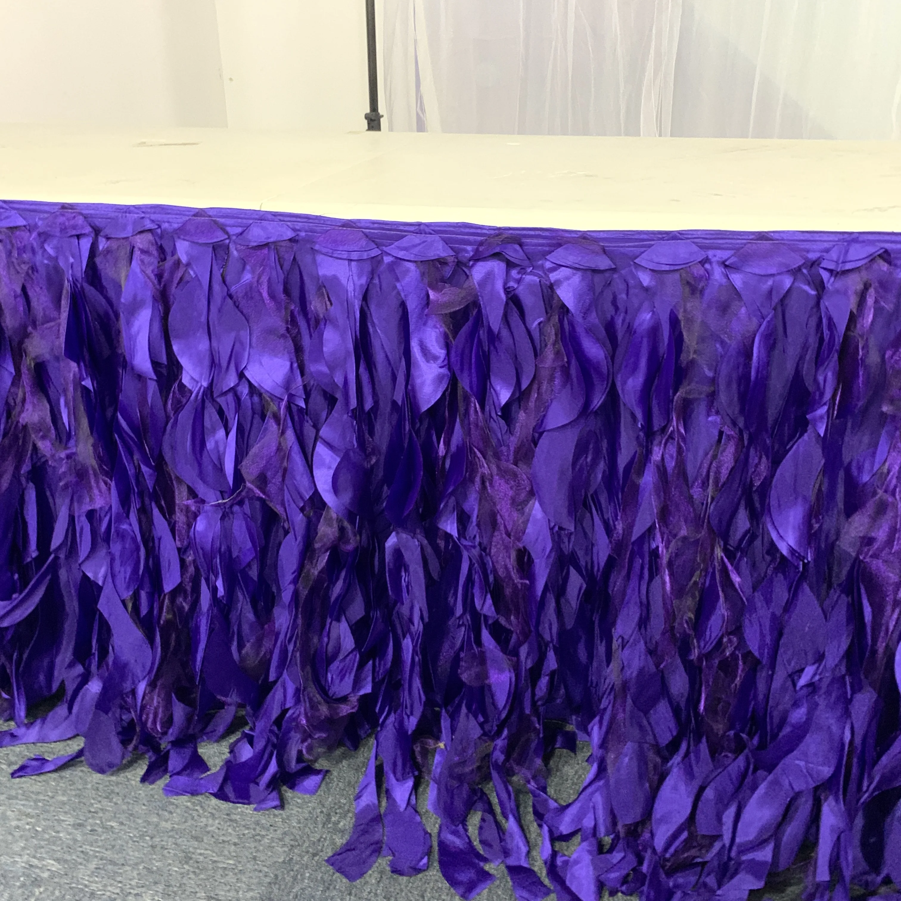 CustomTutu Ruffle Table Skirting Curly Willow Table Skirt for Rectangle or Round Table Tablecloth