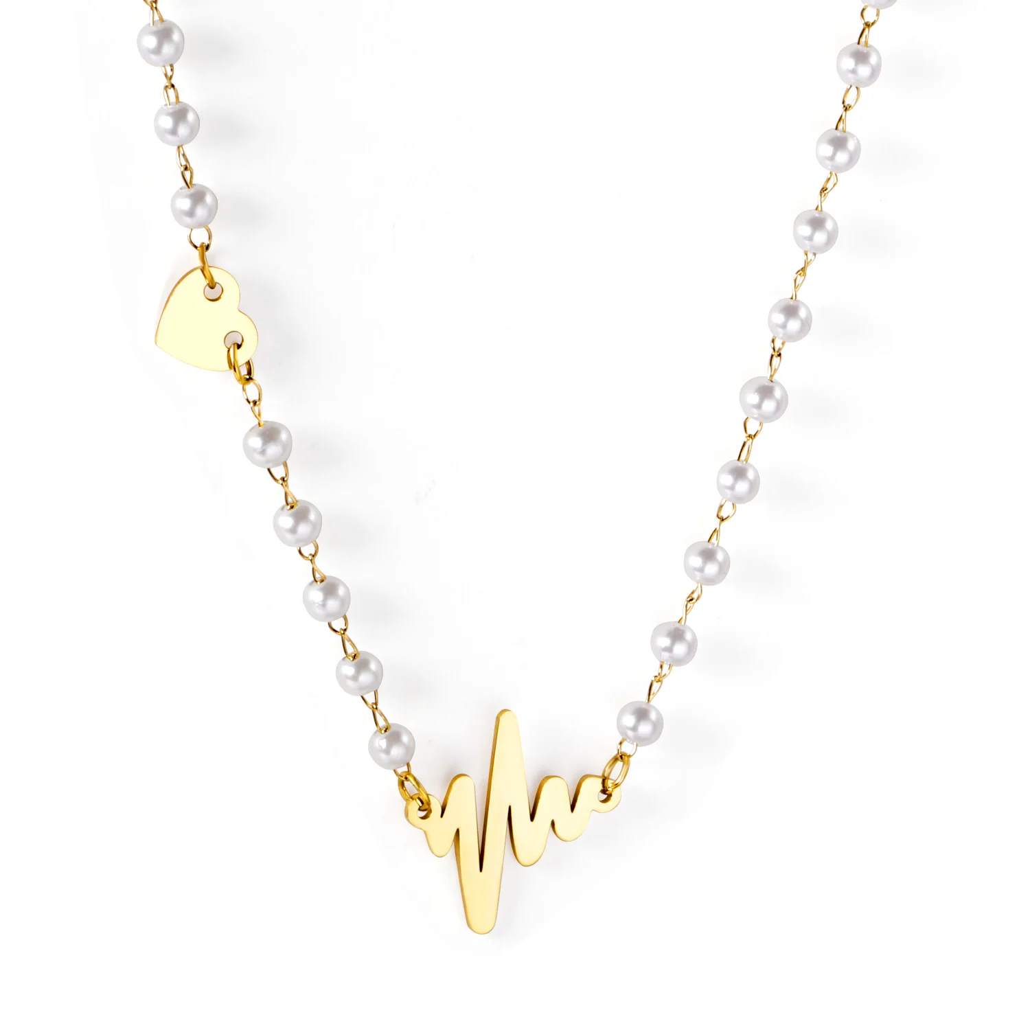 2011 Lightning кулон в форме сердца из нержавеющей стали золотое покрытие покрытием на длинной цепочке женские ожерелье комплекты ювелирных изделий ожерелья из жемчуга