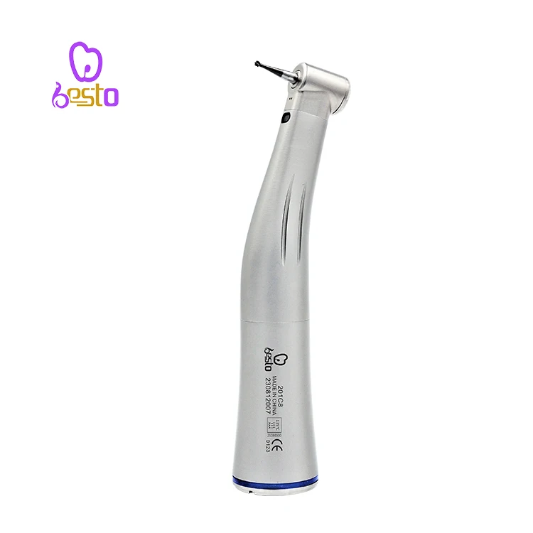 Dental Fiber Optic 1:1 Contra Angle Stainless Steel Low Speed Handpiece Contra Angle Push Button Surgical Handpiece 2.35mm Burs