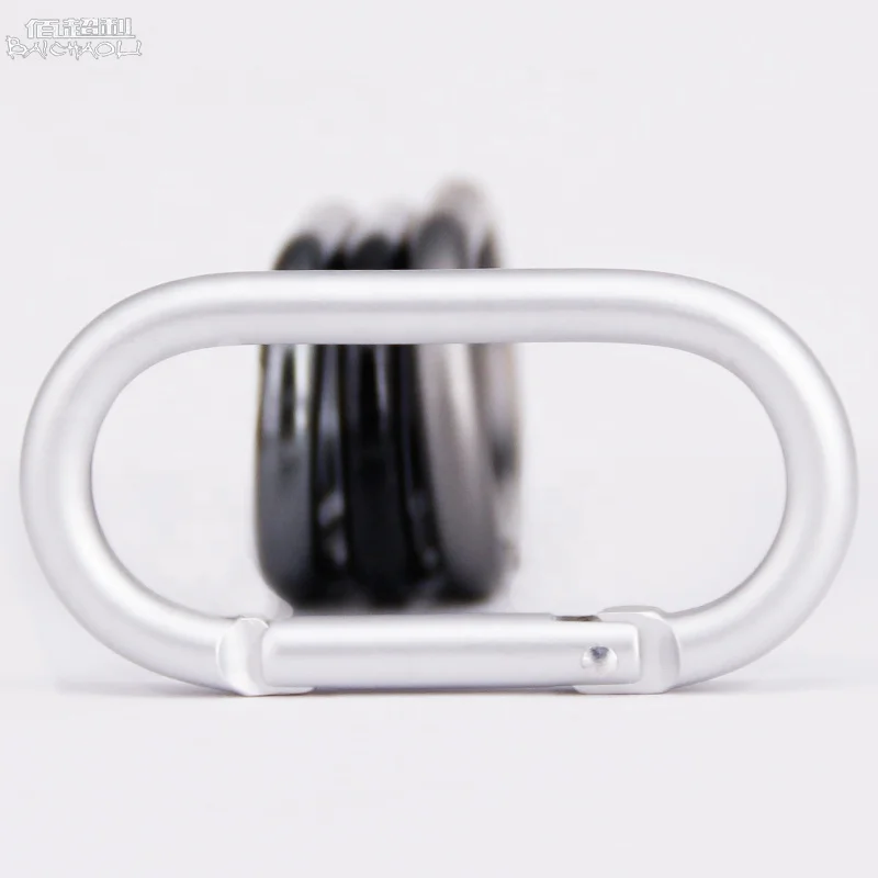 Baichao 5# Oval 50mm*25mm aluminum alloy carabiner snap hooks all black all white