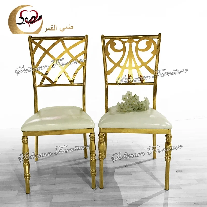
Wholesale romantic golden stainless steel frame wedding tiffany dining chair 