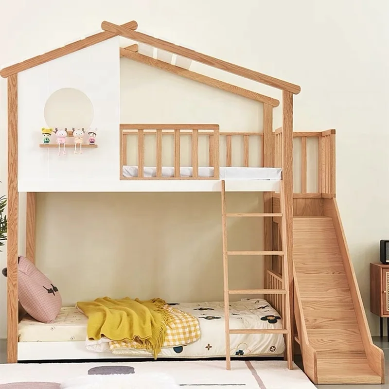 modern cheap design kids bunk bed with slide for children sale