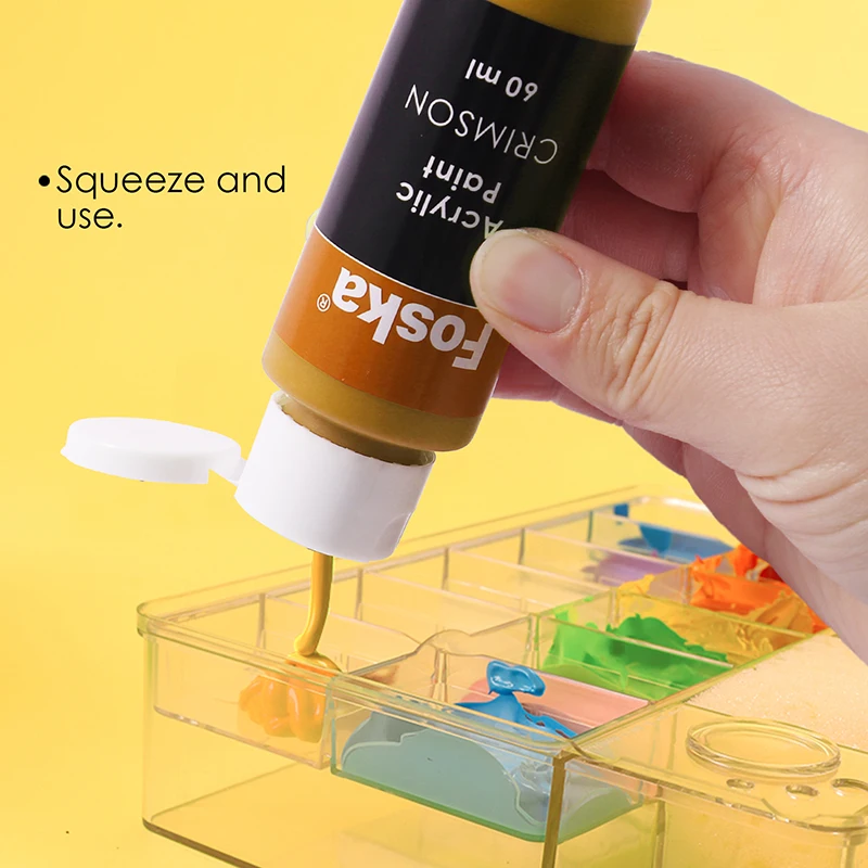 Foska  60ml Display box 12 Colors 18 colors DIY Acrylic Color Paint set Non toxic Acrylic Color Painting For Kids