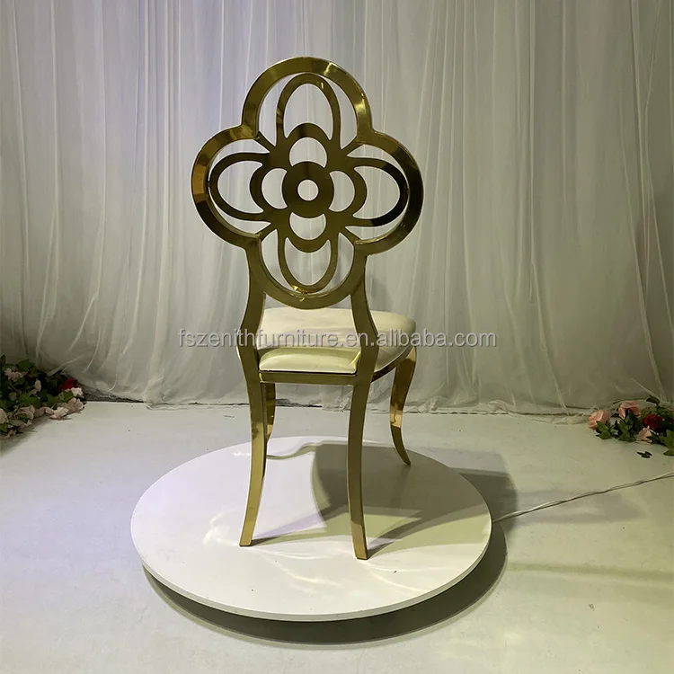 Romantic Silver and Gold Carved Flower Patterns Wedding Furniture Stainless Steel Chair Wedding