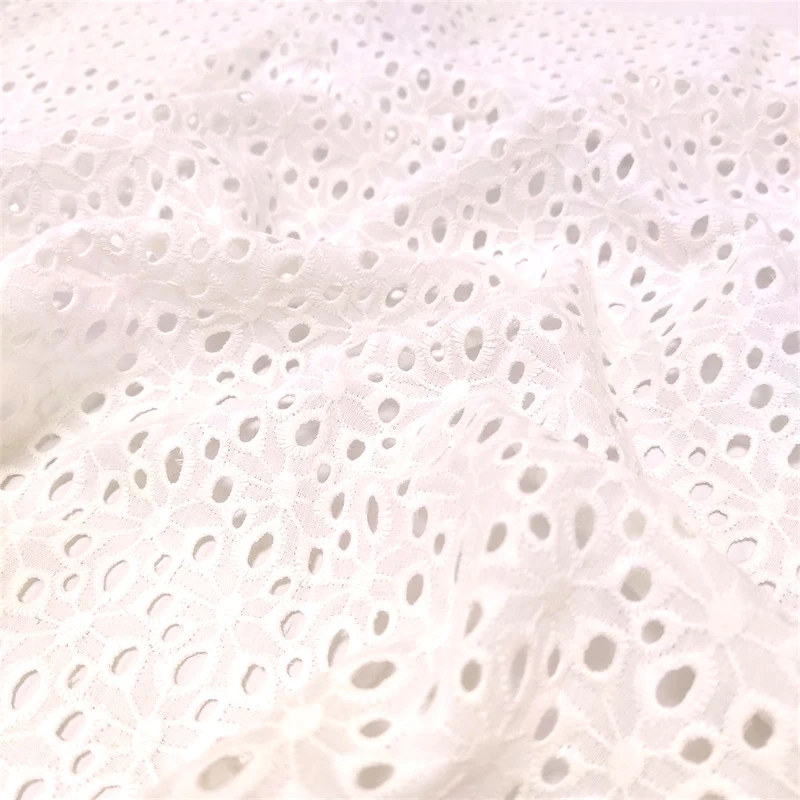 Popular Hot sale Undyed White 100% Cotton Fabric with Embroidery for Accessories
