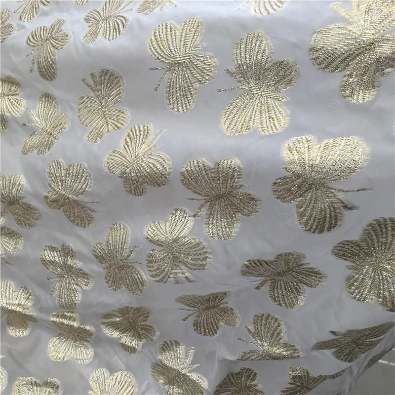 
Butterfly Jacquard polyester metallic chiffon organza fabric for wedding dress dinner dress 