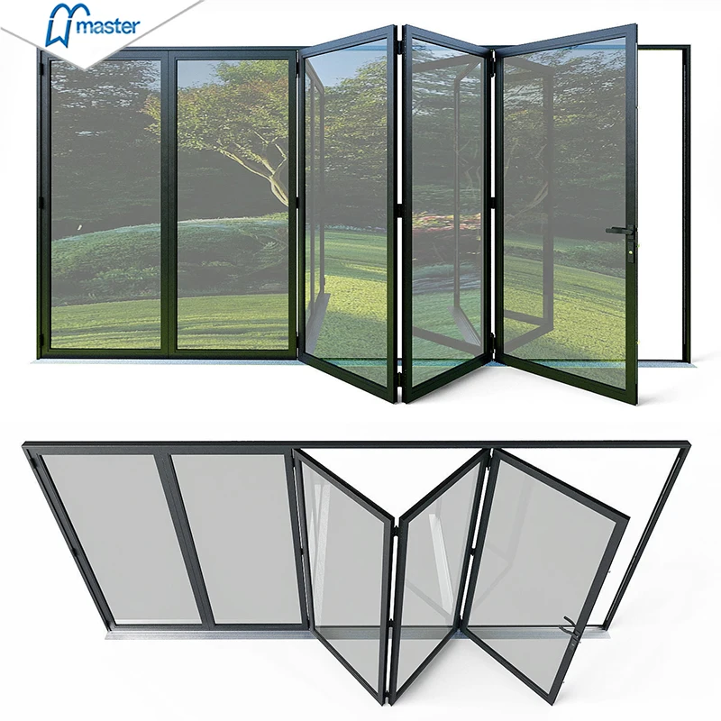 Hot Selling Soundproof Exterior Bifold Patio Doors Aluminum Glass Folding Glass Doors With Cheap Price