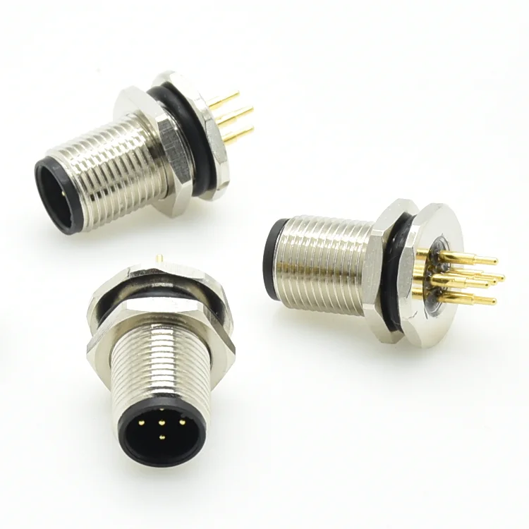 Промышленная Автоматизация PCB dip припой мужской спереди застегиваются разъем 5-контактный M12 водонепроницаемый разъем