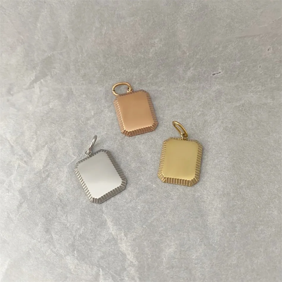 Customs Engraved Logo Stainless Steel Personalized Rectangular Pendant Charm For DIY Necklace Making