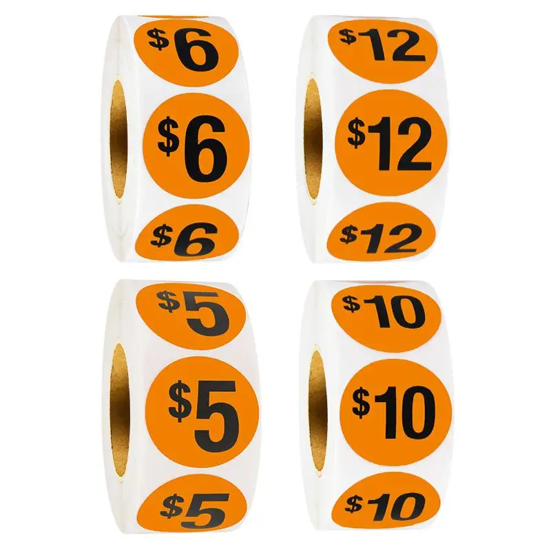 Bright Orange $ Price Stickers - Perfect for Personal Use, Convenience Stores, Supermarkets, and Retail Outlets