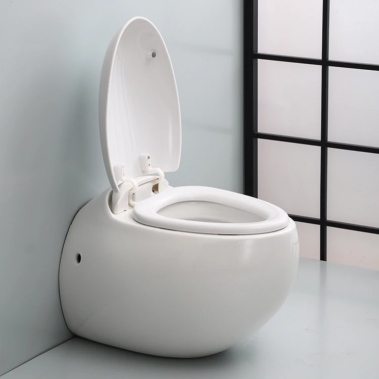 2020 Sanitary ware washdown bathroom ceramic rimless round egg shape one piece wall hung toilet bowl