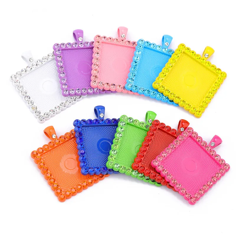 25 мм diy Изготовление роскошных дизайнерских вдохновленных логотипов фоторамка блестящие красочные стразы поднос подвески для