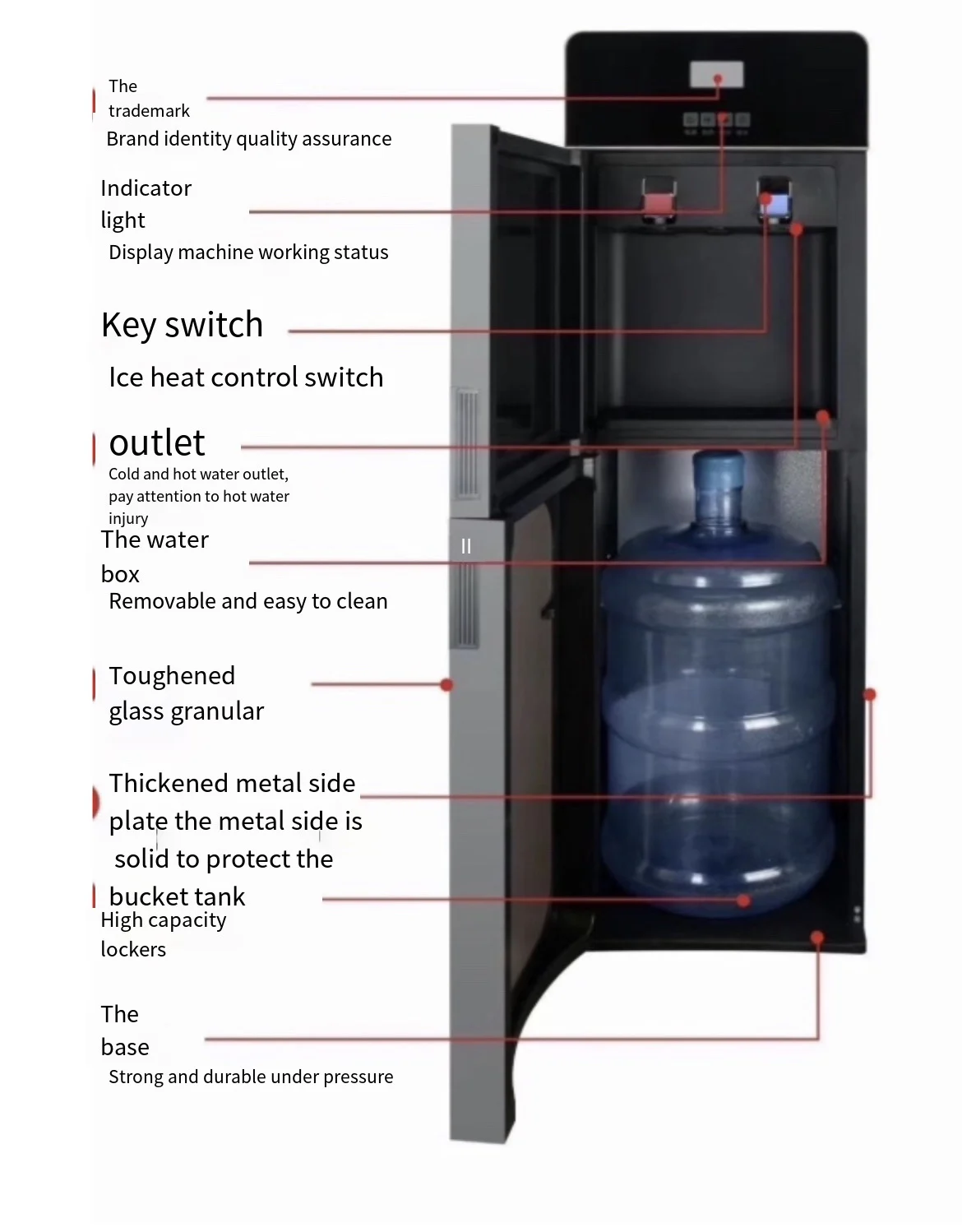 Bottom Mounted Water Hot Cold Dispenser Purified Hot Warm Cold Water Dispenser Bottom