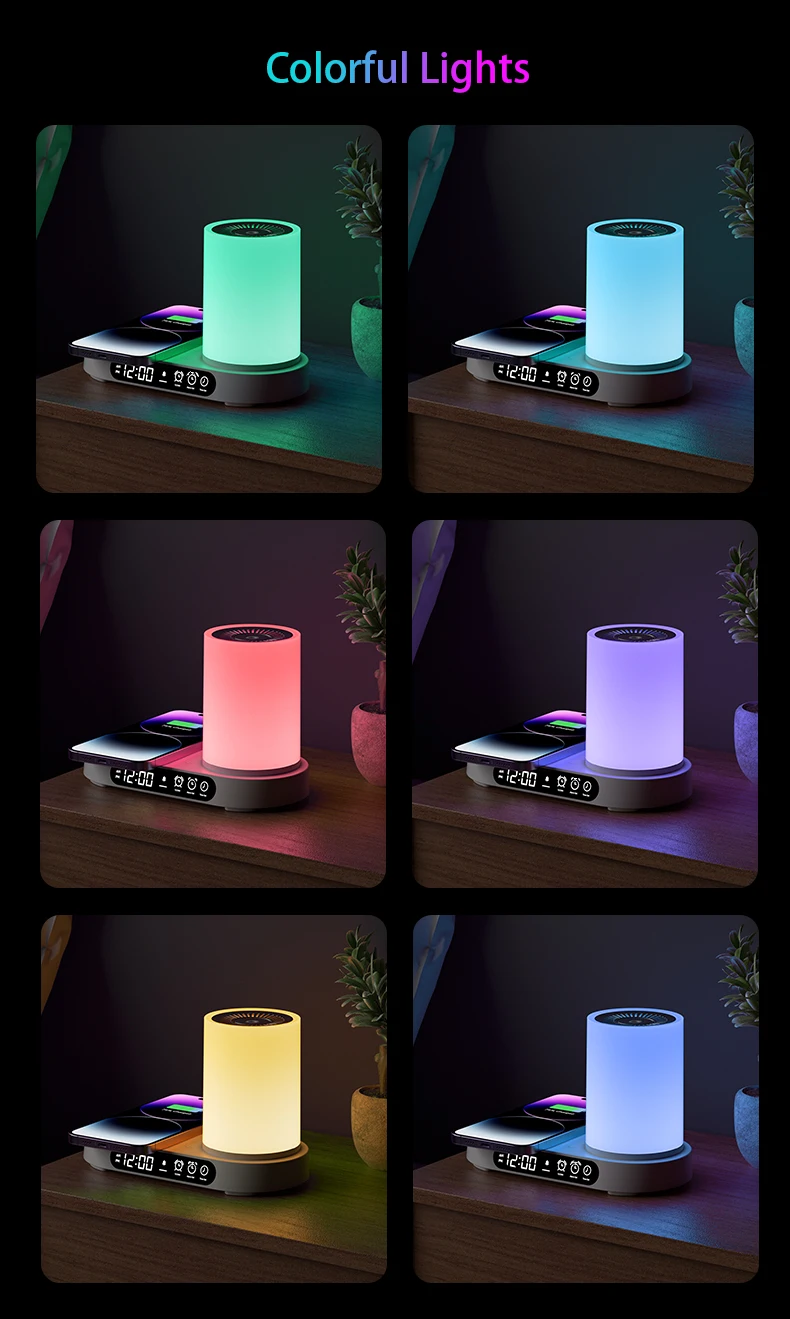 2024 New High Quality Ultrasonic Mist Humidifier Multifunction Aroma Diffusers with Music Speaker, Clock, LED Night Light