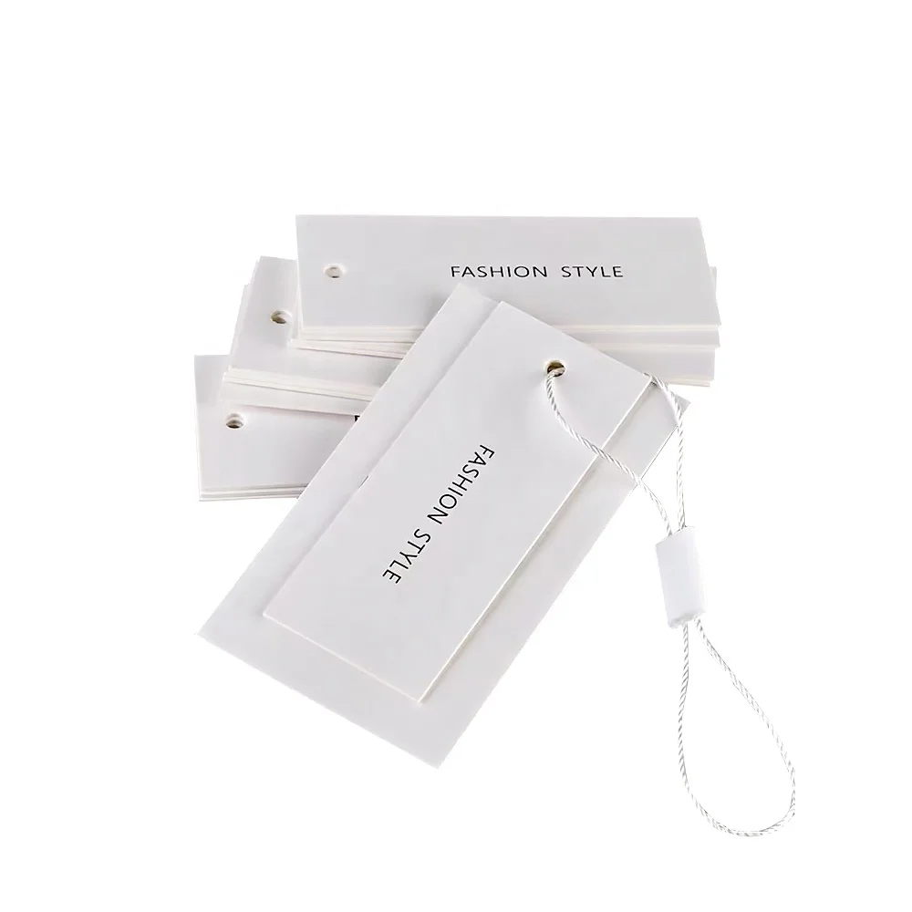 Luxury customized logo garment eco-friendly screen printing card swing paper hang tags with tag string for clothing