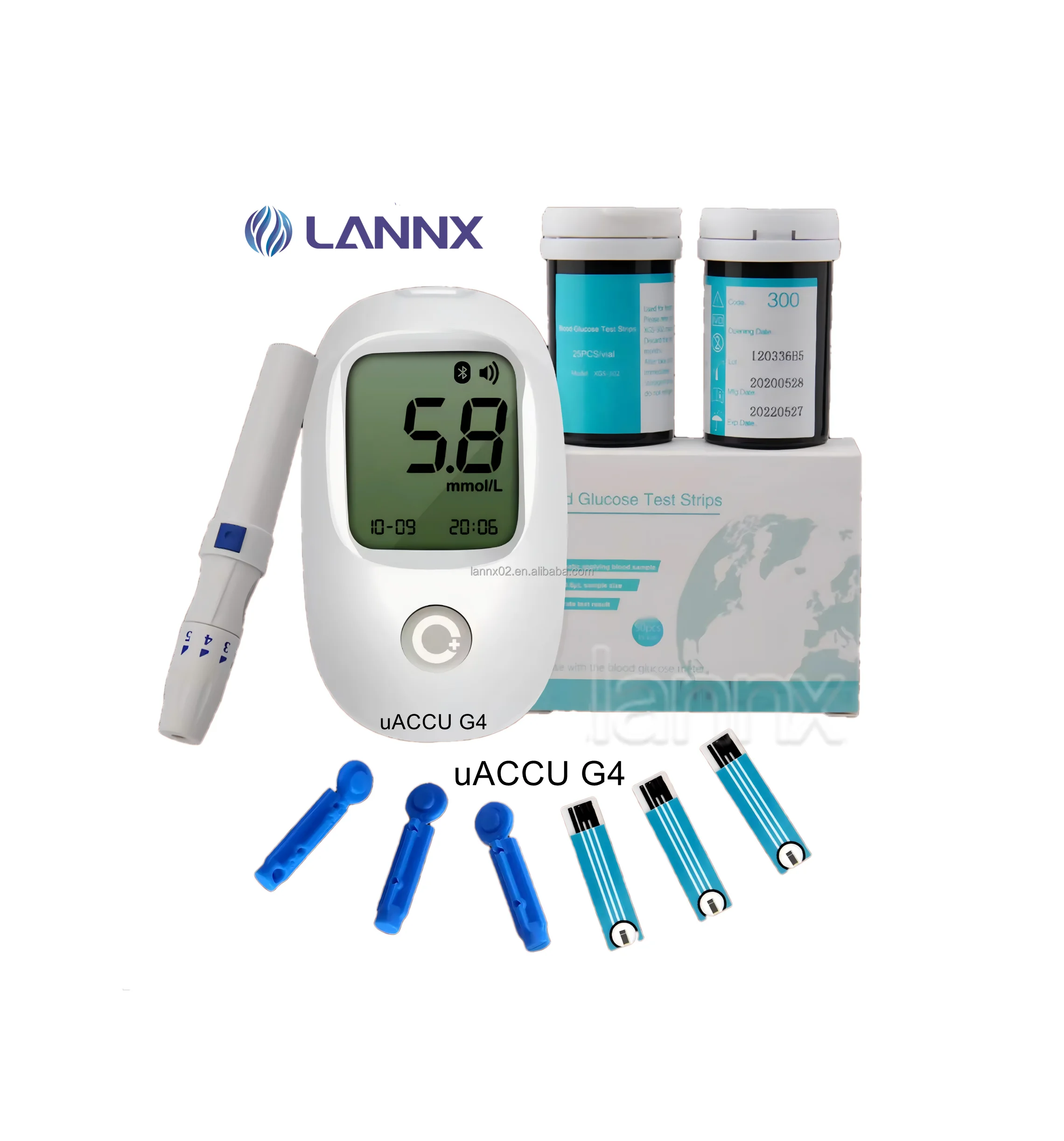 LANNX uACCU G4 Custom Cheap Digital Blood Glucometer Wireless Blood Sugar Monitor with Blood Glucose test strips glucometros