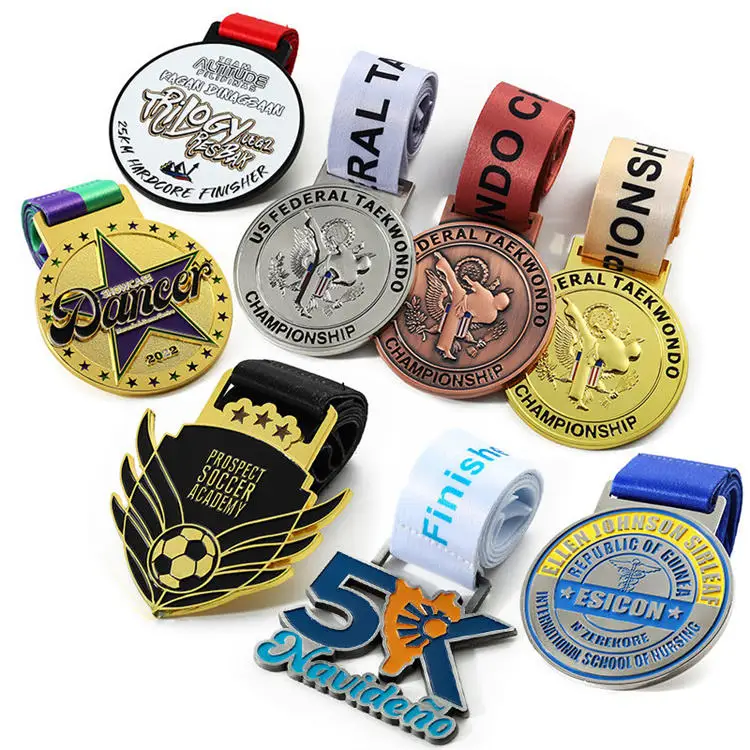 Manufacturer Custom Zinc Alloy Gymnastics Volleyball Soccer Taekwondo Marathon Running Sports School Medal Custom Metal Medals