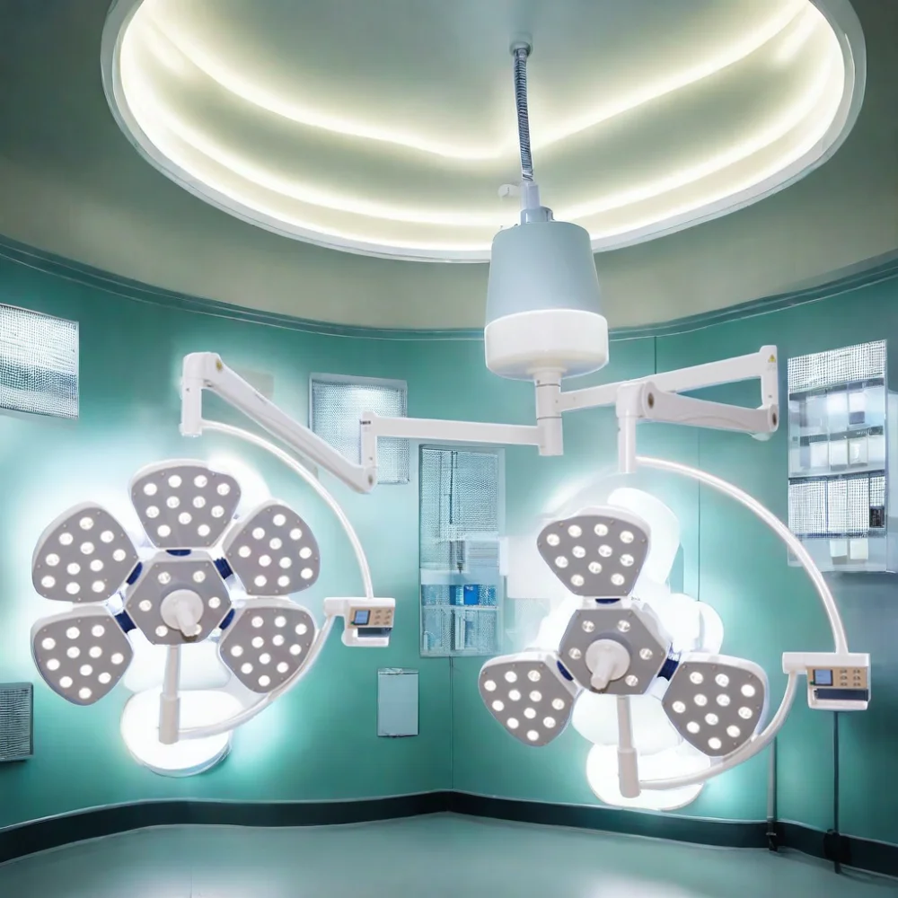 700/500 LED Shadowless Operating Light Theatre Lamp 5+3 Petals Electric Power Source ISO Certified Acrylic Metal-Plastic