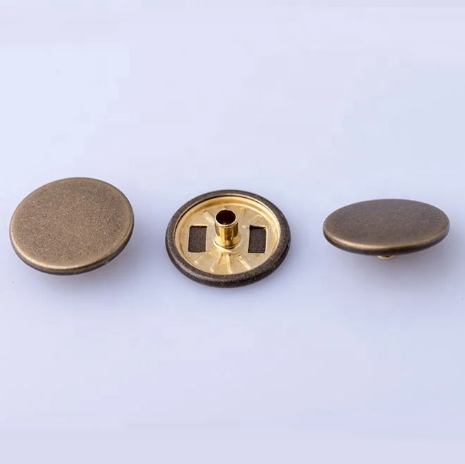 Custom Classic Metallic Button Brass Flat Cap Press Metal Snap Button