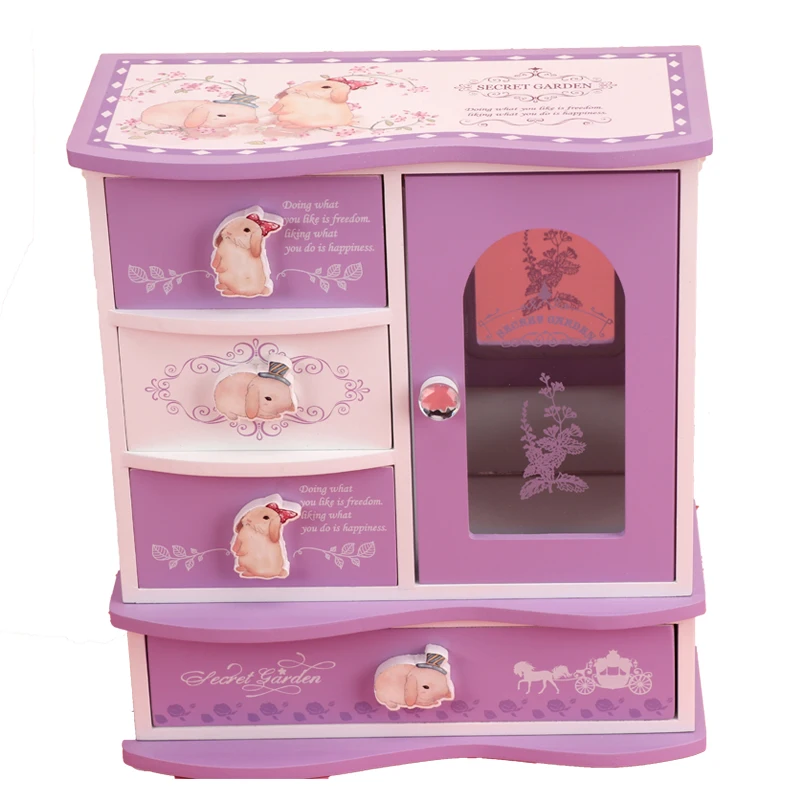 Hot Sale Small 4 Drawer 1 Door Jewelry Box