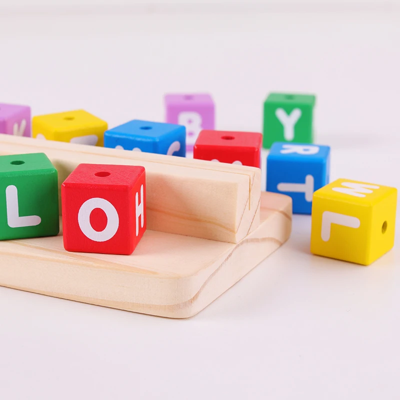 Children Toys Educational Building Toys Alphabet Learning Training Block With 30pcs Flashcards English Colorful Letter