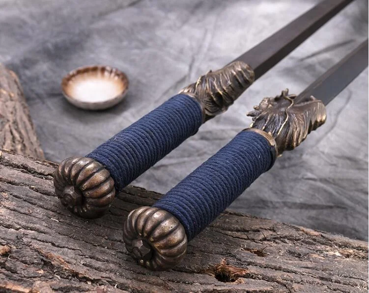 Traditional Fancy Wushu Double Whips Double Mace Shuang Jian(Pair)