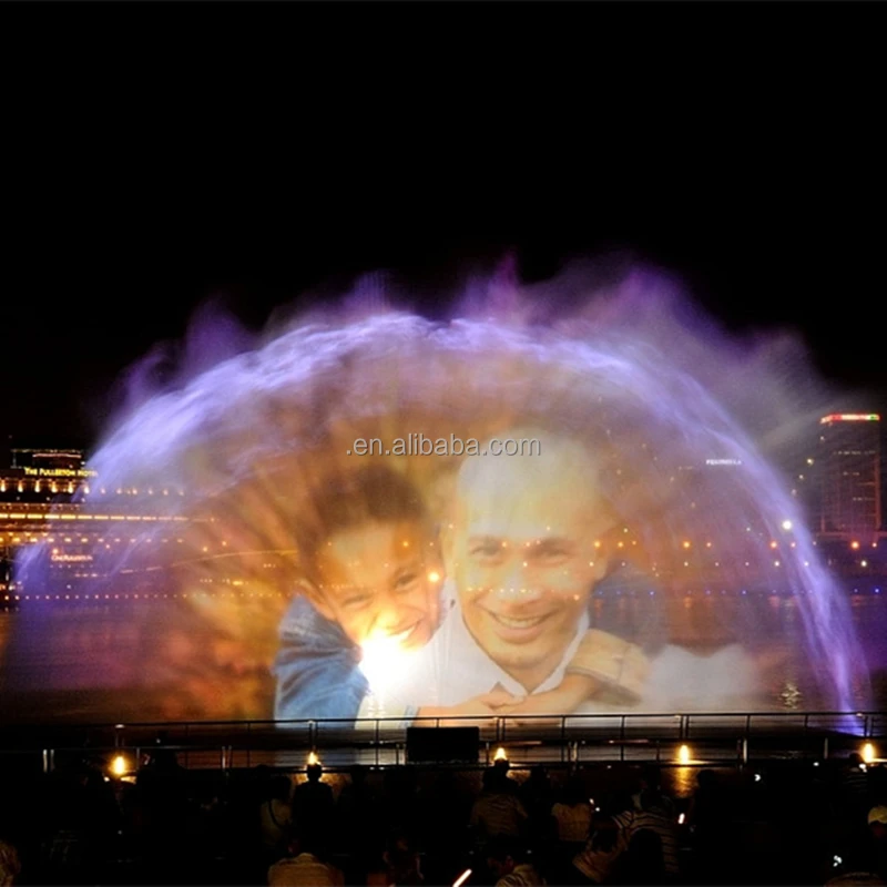 Musical Dancing Water Screen Film Fountains Water Screen Light Show With Projector