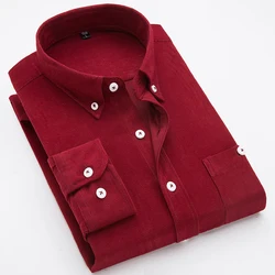 Мужские вельветовые Новинка в британском стиле ретро для мужчин с длинным рукавом, рубашка, смешанных цветов, большие размерыы M-5XL однотонные рубашки для мужчин