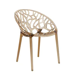 Spanish design black leaf shape hollow back stackable living room furniture dining chair