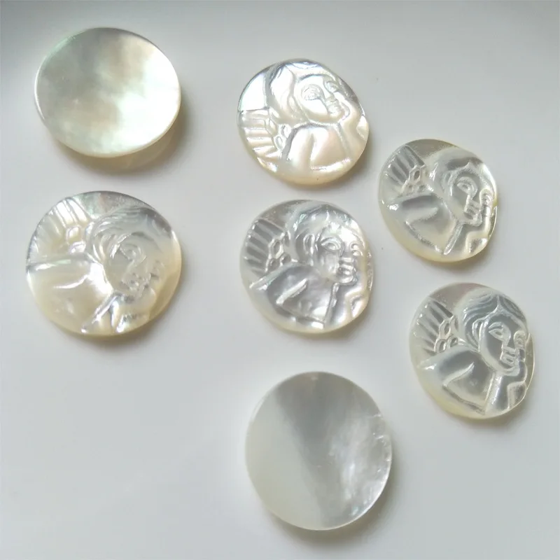 Natural freshwater Mother Of Pearl White Shell Angle Cameo