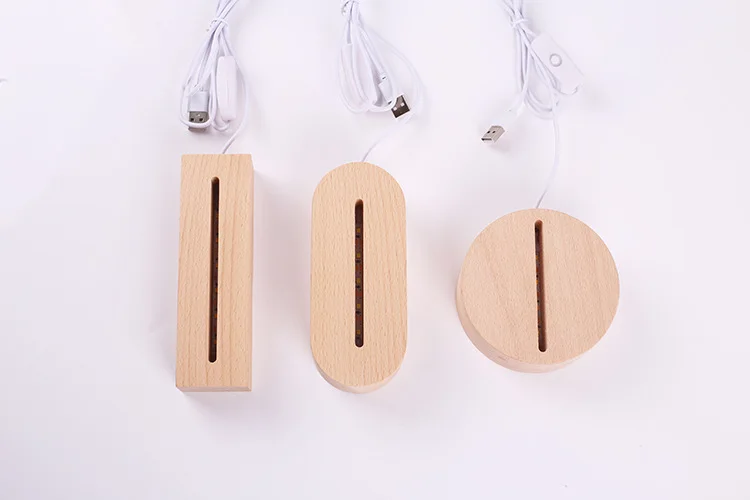 Acrylic base Wood 3D Lamp Base Memo Acrylic Message Board Light Wooden LED Night Light base gift