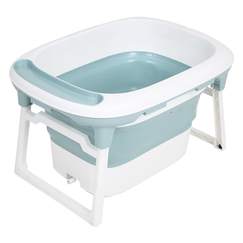 newest Baby Folding tub, Infant Collapsible Portable Shower Basin with Non Slip Mat easy for travelling baby foldable bathtub