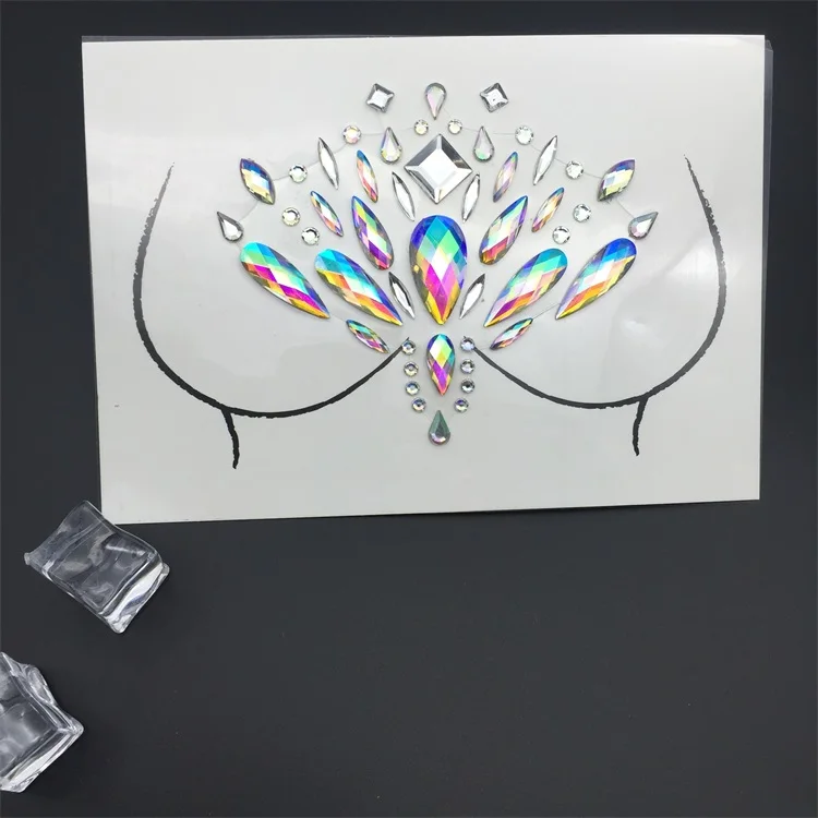 Breast Rhinestone light up nipple covers Face Body Jewelry Adhesive Crystal Stickers Sexy Nipples Pasties pearls for women